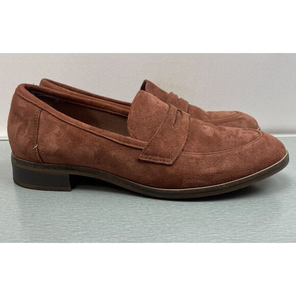 WOMEN'S Clarks Ultimate Comfort Brown Suede Penny Loafers Size 6.5 Flats Shoes - Picture 14 of 15
